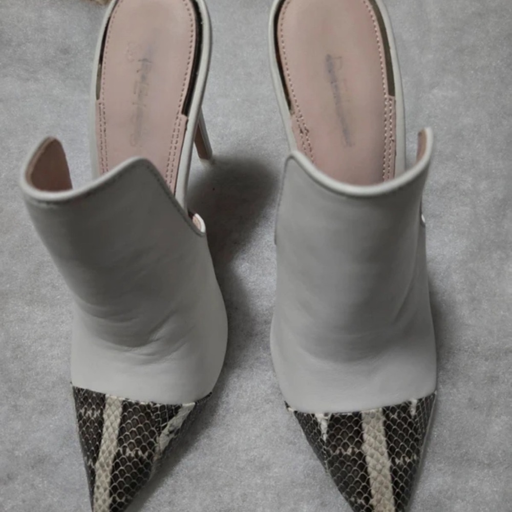 Reiss White and Snake Print Mules